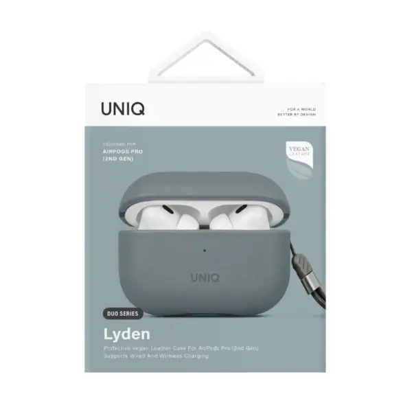 UNIQ LYDEN PROTECTIVE VEGAN LEATHER CASE FOR AIRPODS PRO 2ND GEN. | WASHED BLUE BLACK